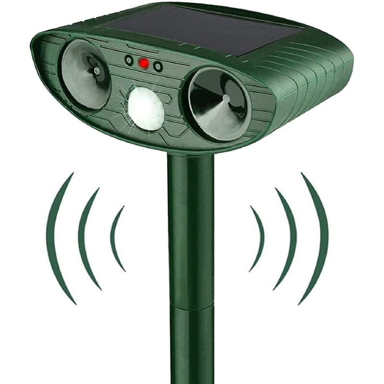 Osqi - Ultrasonic Cat Repeller, Solar Powered Cat Repeller, Ultrasonic Rodent Repellent with Motion Sensor, Waterproof Outdoor Cat Repeller for Anti
