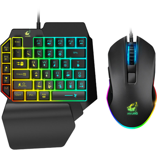One Hand Gaming Keyboard and Mouse Combo, 35 Keys Mechanical Feel Keyboard