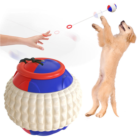 Dog Ball With Natural Rubber Rope (6 Cm) - 48 Cm Tail - Ball With Cord - Natural Rubber Chew Toy