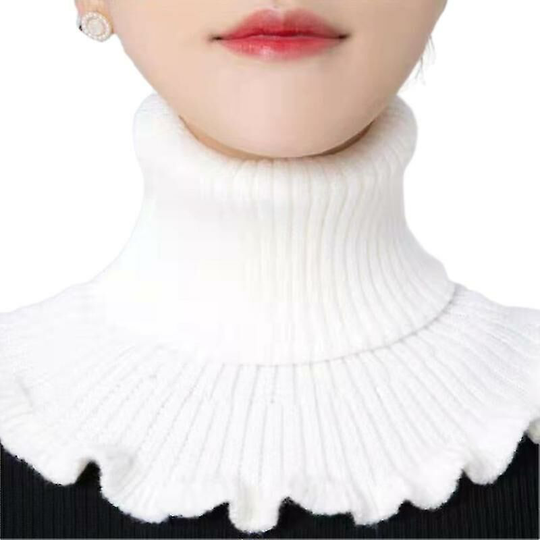 Elastic Fake Collar Detachable Turtleneck False Collars Winter Neck Warmer - White