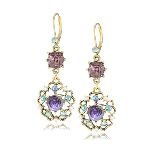 Trendy Floral Stone Dangle Earrings