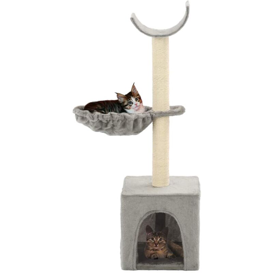 Cat Tree with Sisal Scratching Posts 105 cm Grey - Lifcausal