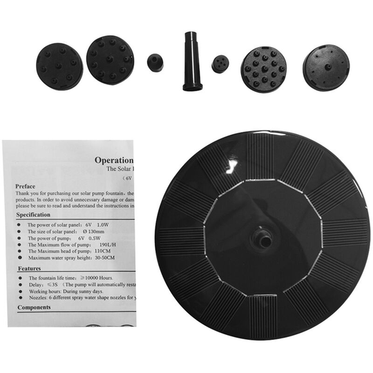 Solar Fountain Solar Powered Fountain Pump with 6 Nozzle Fountain Water Pump Kit for Outdoor Small Pond Swimming Pool Garden,model: 13cm - model: 13cm