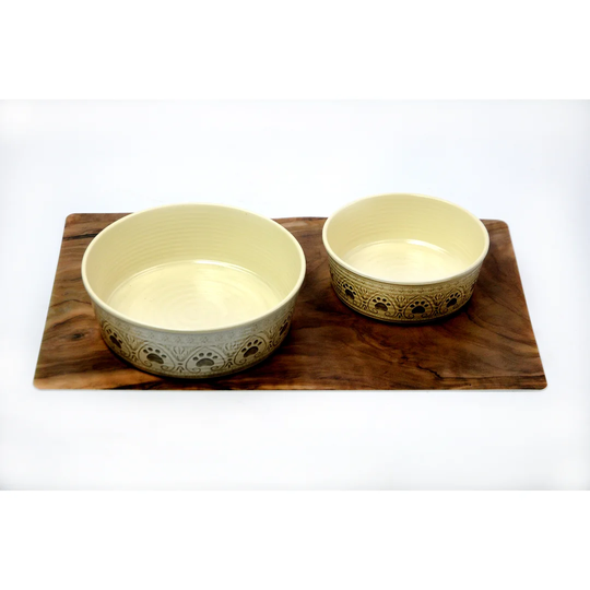 Nadine Paw Print Pet 2 Piece Bowl Set