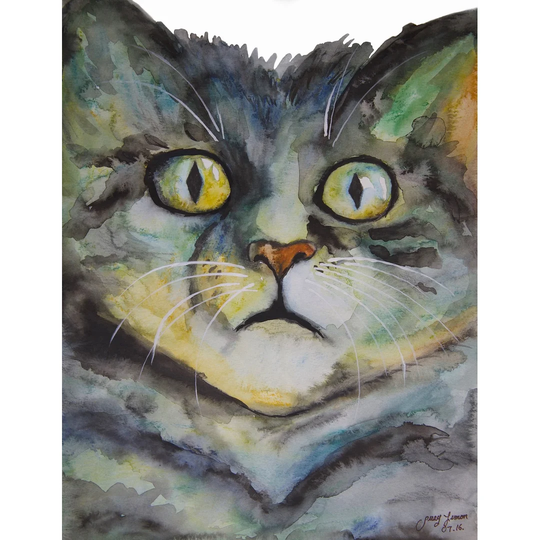 'Surprised' Watercolour Painting Print on Wrapped Canvas