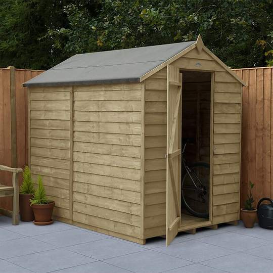 Apex Overlap Pressure Treated 7x5 Wooden Garden Shed - No Window - Forest