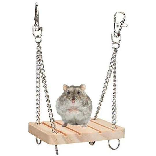 Hamster Swing Toy Wooden Animal Hanging Bed Hamster Cage Accessories for Hamster Gerbil Guinea Pig Chinchilla - Kartokner