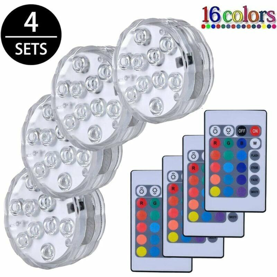 Monly - Decorative Colorful Landscape Lights Waterproof led Lighting Kit with 4 Submersible rgb Multicolor Lights with Remote Control, ideal for