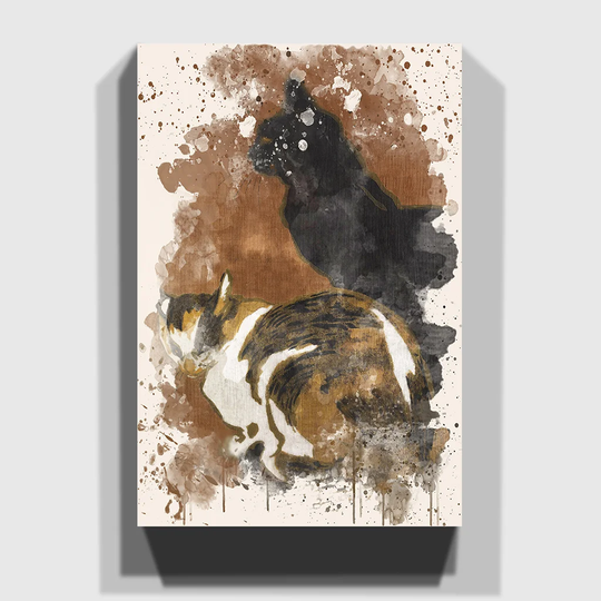 'Two Cats' Painting on Canvas