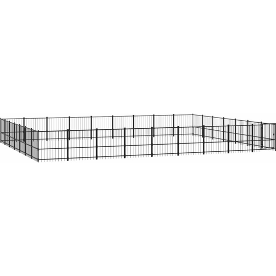 Outdoor Dog Kennel Steel 59.28 m² Vidaxl Black