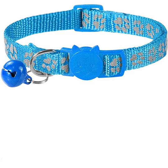 Cat Collar Anti Strangulation, 2 pcs Adjustable Reflective Collar for Cat Kitten Puppy with Bell and Safety Buckle, 19-32cm Light Blue
