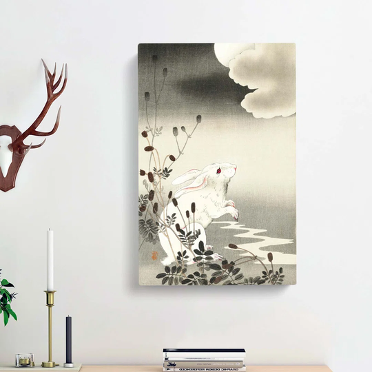 Rabbit at Full Moon by Ohara Koson - Wrapped Canvas Graphic Art Pint