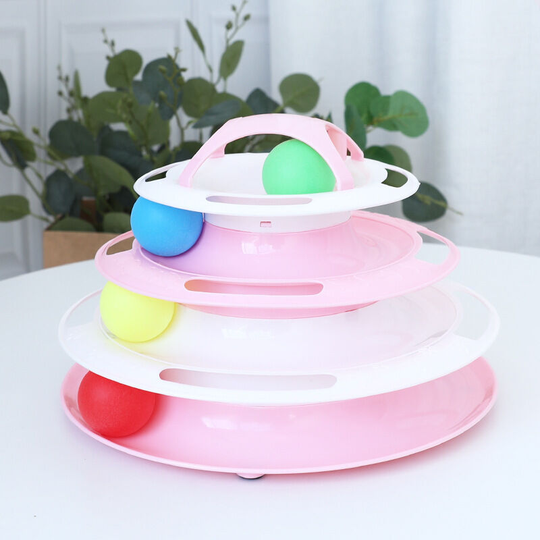 Three Levels Pet Cat Toy Training Amusement Plate Kitten Tower Tracks Disc Cat Intelligence Amusement Triple Disc Tumbler