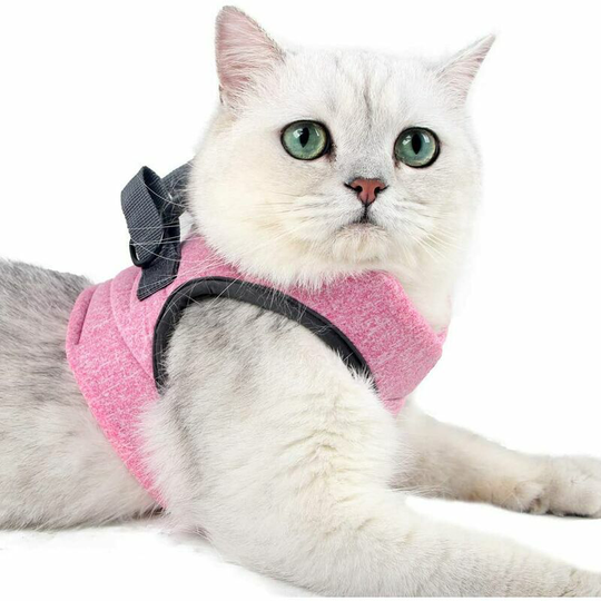 Monly - Cat Harness and Leash Ultra-light Kitten Collar Soft and Comfortable Cat Walking Jacket Running Leak-Proof Suitable for Puppy Rabbits (Pink,