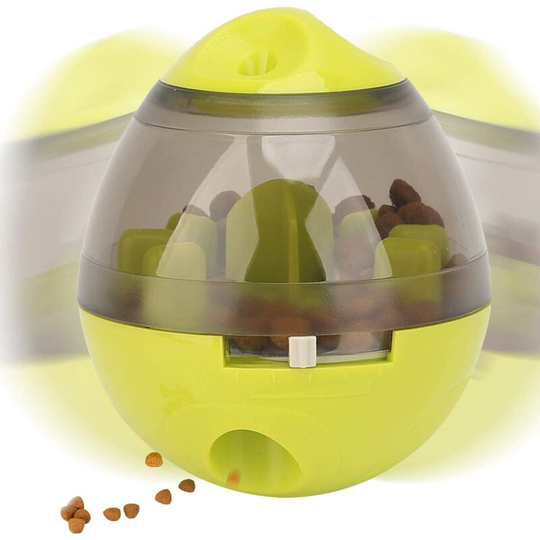 Dog Food Dispenser Ball Toy, Fun and Interactive Toy Ball for Small and Medium Dogs Cats Increase Attention, Tumbler Design Easy to Clean(Green)