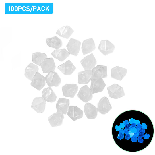100pcs Glow in the Dark Stones Glow Stones Diamond-Shaped Fluorescent Stone Decoration for Aquarium Waterscape Outdoor Yard Landscape Garden