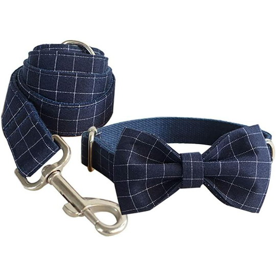 Blue Plaid Cat Dog Bow Tie Collar - Pet Bow Tie Collar Dog Ties Neckties Adjustable for Party Wedding m