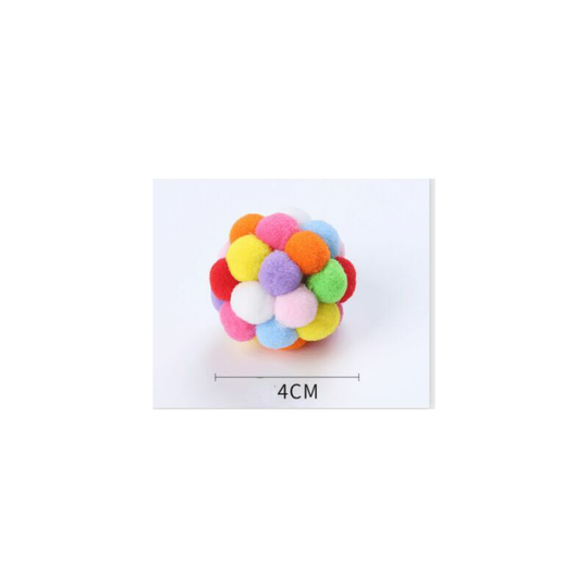 Handmade Cat Toy Ball Colorful Elastic Plush Catnip Interactive Bell Toy Cat Kitten Chew Training Game (Seven Colors)
