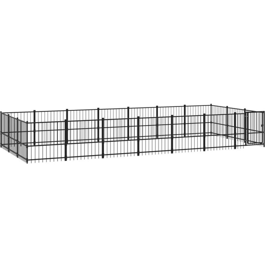 Outdoor Dog Kennel Steel 19.76 m² Vidaxl Black
