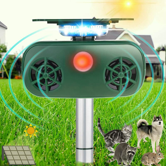 Thsinde - Solar Animal Repeller, Ultrasonic Pest Repeller, Waterproof, Motion Activated Flash, led Light Alarm, Dog, Cat, Squirrels, Mouse, Rabbit,