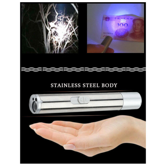 3-in-1 USB Rechargable Laser Funny Cat Stick LED Flashlight Currency Detector