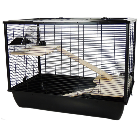 Pet Rat Hamster Cage Langham - Small Pet House Double 2 Tiers Black