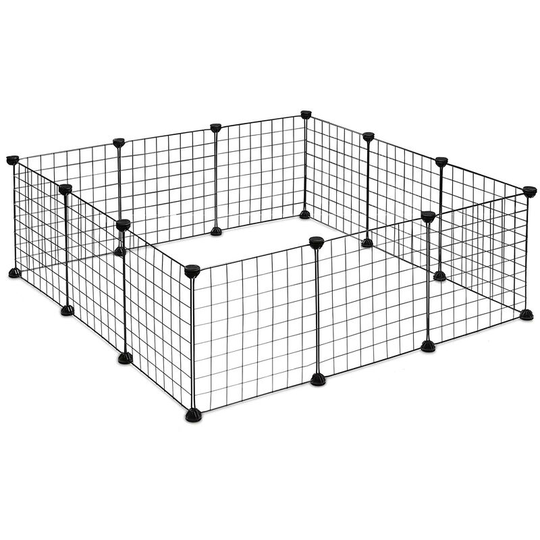 Multifunctional indoor pet fence, DIY portable reusable metal fence cats rabbits dogs - Black
