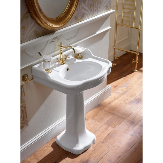 Sandifer Backboard and Splash Plate Ceramic Full Pedestal Basin with Tap