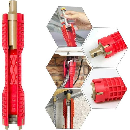 Multi-Purpose Pipe Wrench, Change Faucet Tool Faucet and Sink Repair Tool Plumber Socket Wrench Plumbing Tools Kitchen Pipe Wrench (Red)