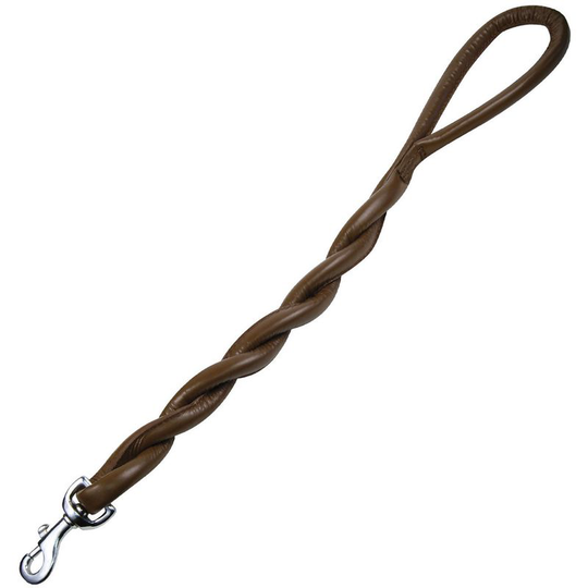 Gloria Twisted Leather Dog Lead (60cm) (Brown) - Brown
