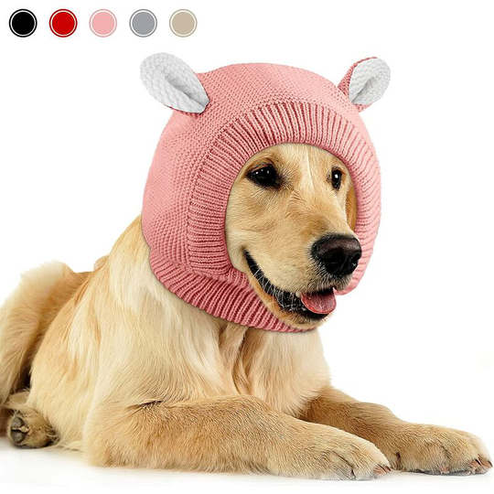 Knitted Dog Hat Pet Ears Warm Dog Earmuffs Noise Protection Dog Earmuffs Dog Winter Hat Dog Bib