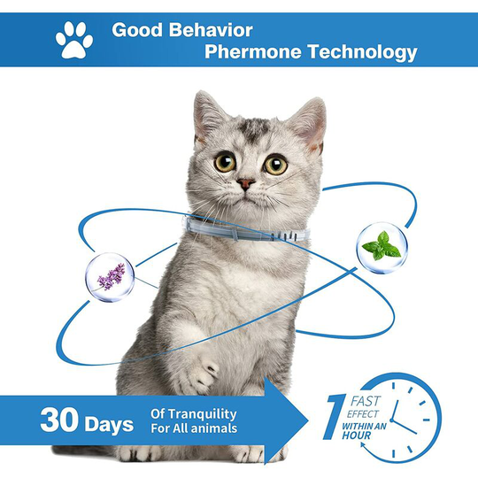 Calming Collar for Cats Pheromones Cat Soothing Collar Anti Stress Cat Long-lasting Soothing Effect,Natural Water Resistant Adjustable Kitten Calming