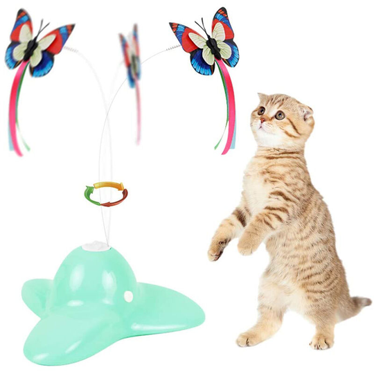 Cat Toys, Interactive Cat Toys for Indoor Cats, Butterfly Cat Toy, Funny Kitten Toys, Electronic Realistic Fluttering Sound, green