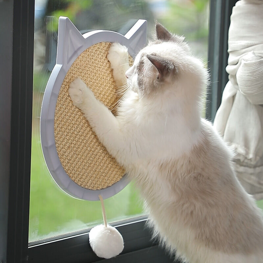 Cat Scratching Pad with Suction Cups Sisal Cat Scratcher Wall Mount Cats Kitten Scratching Board32X29CMgrey blue
