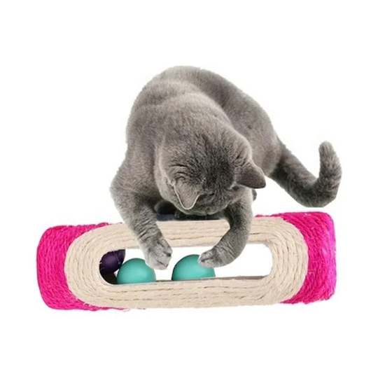 Cat Kitten Toys Rolling Sisal Scratching Board Roller with 3 Training Balls