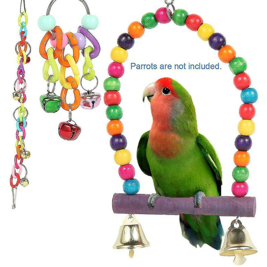 8pc Parrot Hanging Swing Bird Toys Harness Cage Ladder Parakeet Cockatiel Thsinde