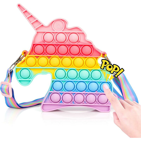 Push Pop Bubble Sensory Fidget Toy Shoulder Bag for Girls Pop on it Bag Girl Anti-Stress Toy Silicone Pop Bubble Handbag Fidget Toys Bag for Women