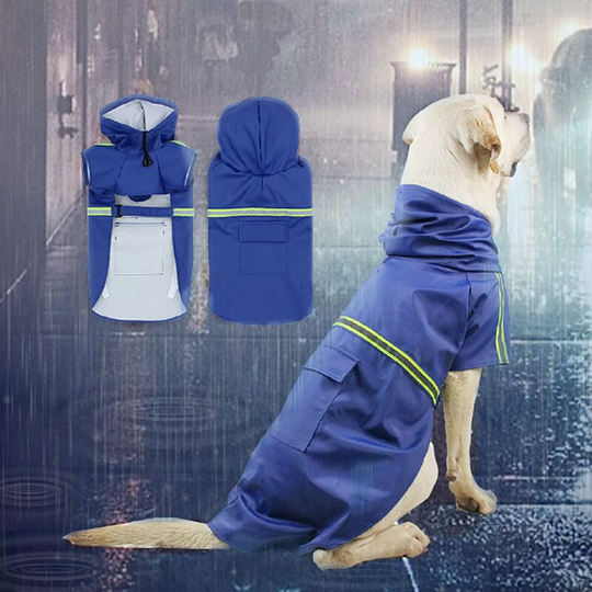 Dog Raincoat with Hood, Dog Rain Coat,100% Waterproof Ultralight and Airy Dog Raincoat with Reflective Strips for Medium to Large Dogs (Blue) (m)