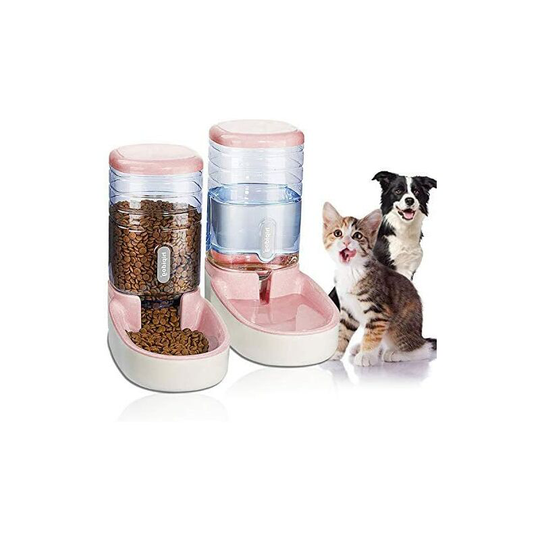Readcly - Automatic Water and Food Dispenser for Pets, Cats, Dogs, 3.8 Liters, with 1 Water Dispenser and 1 Style 4 Automatic Feeding Station