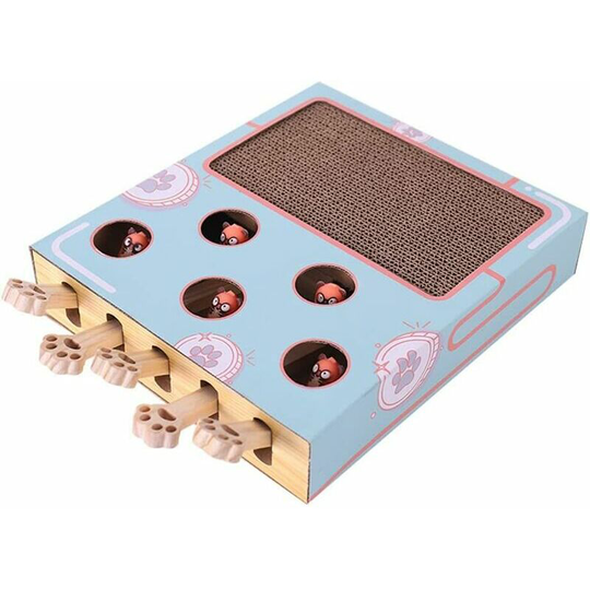 Interactive toys for chat hunting mice, 5 -hole wooden labyrinth with solid scraper, mole game, fun toy of puzzle for hamster kitten, reaction