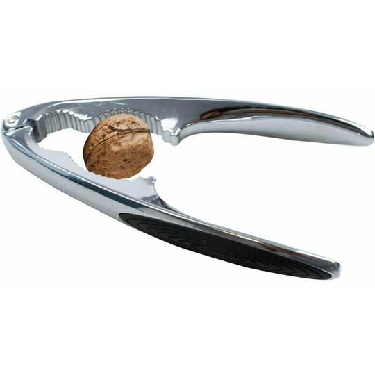Metal Nutcracker - Walnut Cracker Opener with Rubber Handles - Heavy Duty Nutcracker - Kitchen Accessories - Non-Slip - Seafood Shell Cracker - Silver