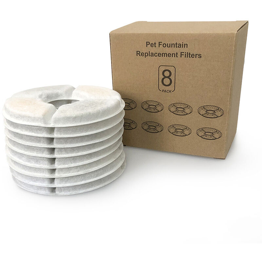 Cat Water Fountain Filter Active Carbon Resin Filter Replacement Round Pet Water Dispenser, 8pcs - 8pcs