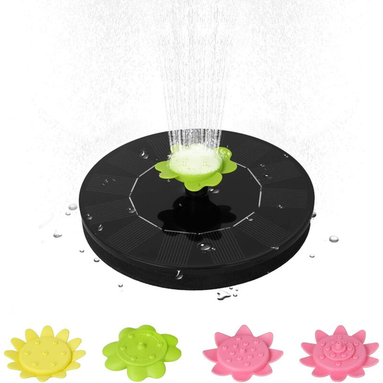 Solar water fountain with 8 solar powered nozzles, for bird bath, floating fountains, brushless