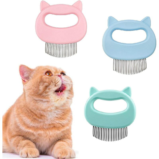 Pet cat grooming massage brush with shell-shaped handle hair remover Pet grooming massage comb tool Mascot cat accessories - three color three pack