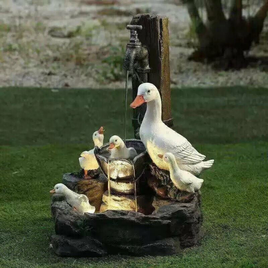 Briday - Solar Powered Squirrel Duck Water Fountain Resin Statue,Pressurized Water Sculpture for Garden Decoration (Duck)