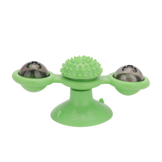 (Green) Turntable Windmill Ball Play For Cats Kitte