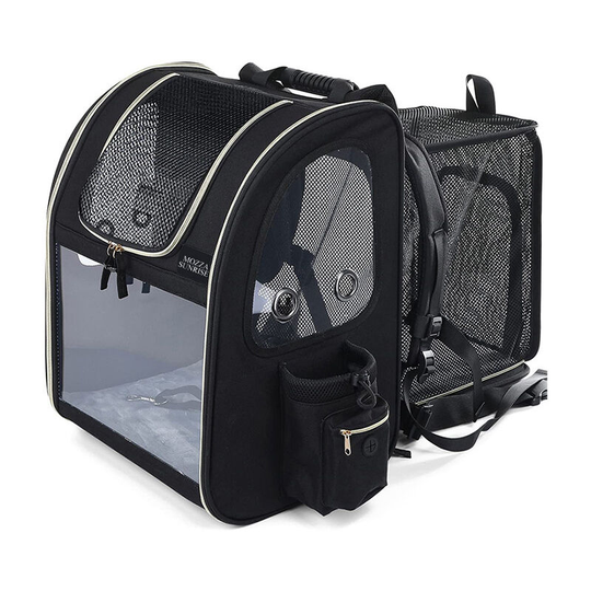 Sun Flowergb - Expandable Cat Puppy Carrier Bag Small Animal Dog Carrier with Removable Plush Mattress, Breathable Mesh, Spacious, Foldable, for