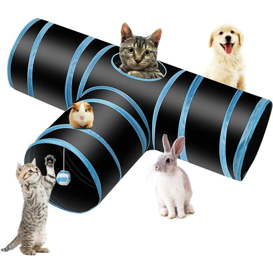 Cat Tunnel Cat Game Rabbit Tunnel Pet Tunnel 3 Way Crinkle Tunnel Foldable Tube Toy for Cat Rabbit