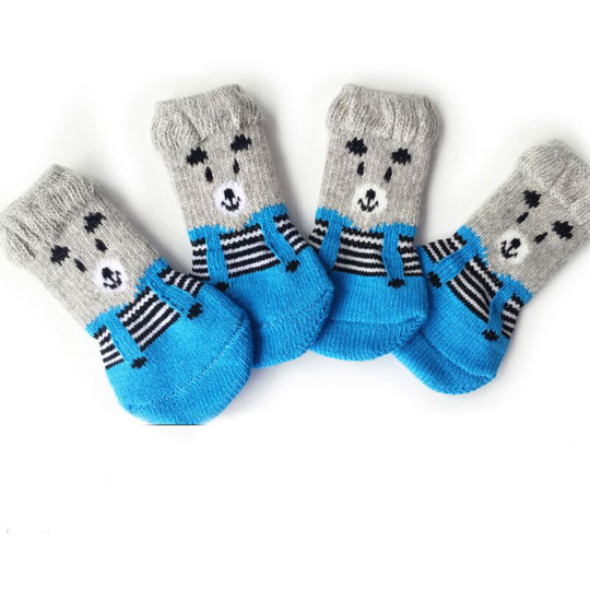 Non-Slip Socks for Dogs and Cats - Protect Pets Paws and Indoor Floors with Rubber Pads for Small or Large Dogs and Cats Blue M