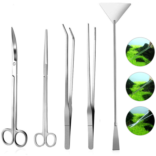 5pcs/set Aquarium Maintenance Tools Aquatic Plant Tweezers Scissor Spatula Tool Set